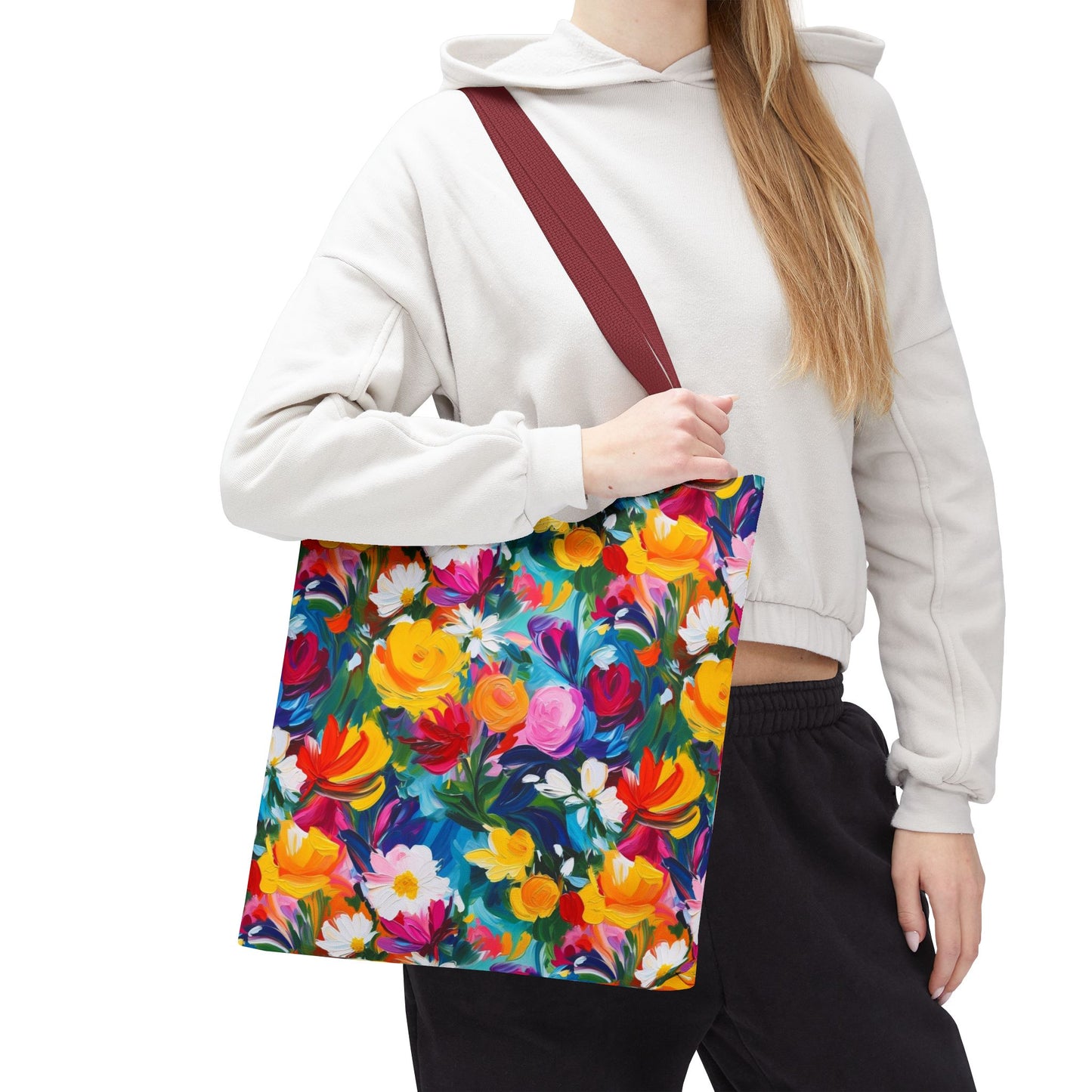 Colorful Floral Tote Bag — Vibrant All-Over Print Shopper