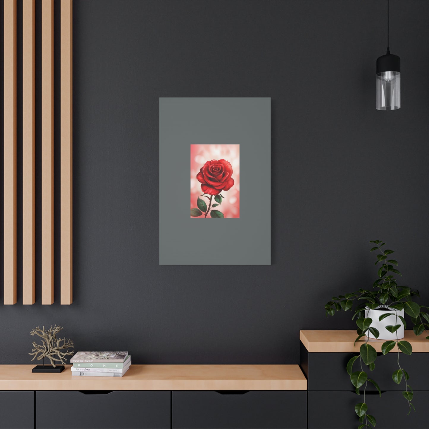 Red Rose Vertical Matte Canvas Print — Romantic Floral Wall Art