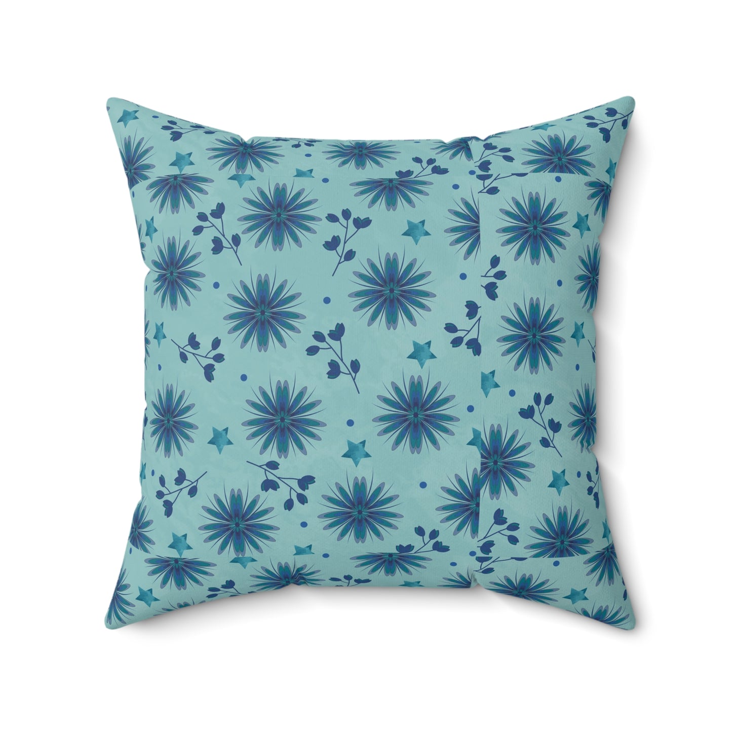 Blue Floral Decorative Pillow, Cozy Couch Accent, Home Decor, Gift for Her, Boho Throw Pillow