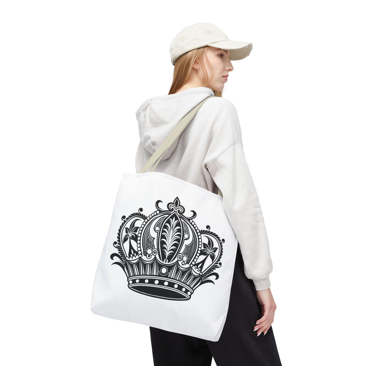 Crown Design Tote Bag, Royal Style Shopping Tote, Chic Grocery Bag, Gift for Her, Fashionable Accessories