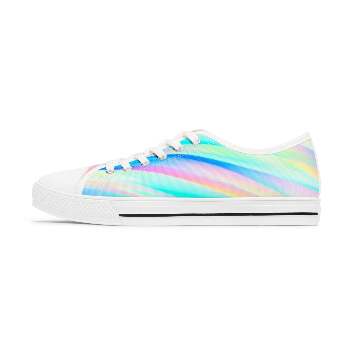 Holographic Rainbow Low Top Sneakers — Women's Iridescent Casual Shoes