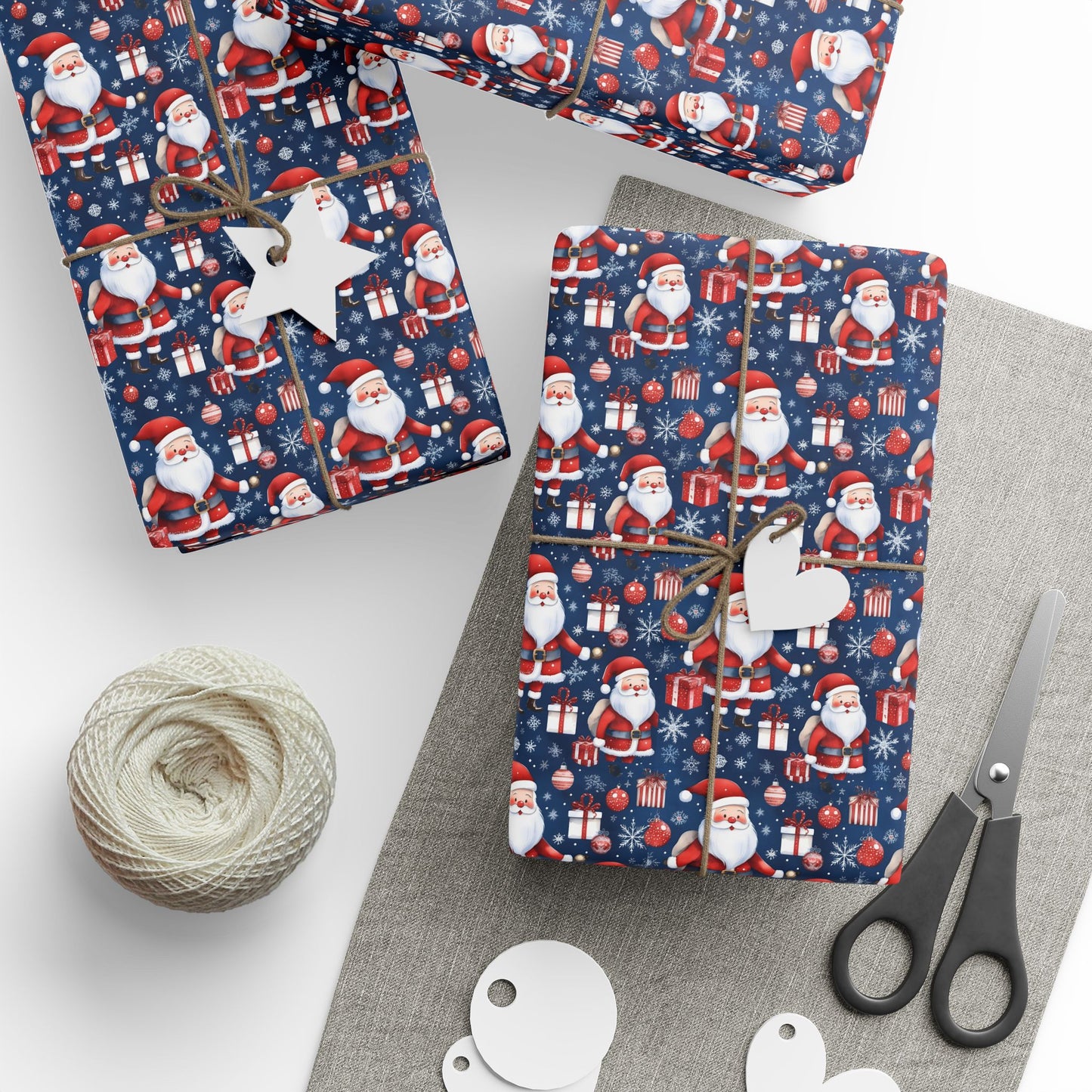 Santa Pattern Wrapping Paper Roll — Festive Christmas Gift Wrap