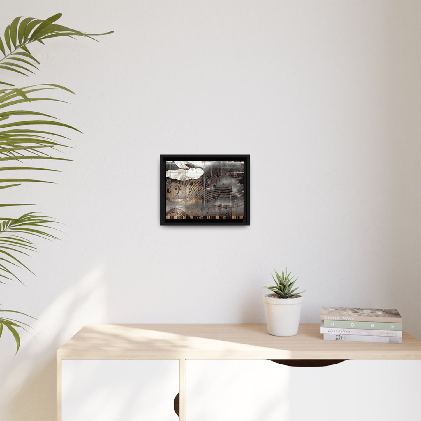 Framed Music Notes Canvas Print — Abstract Vintage Piano & Sheet Music Wall Art
