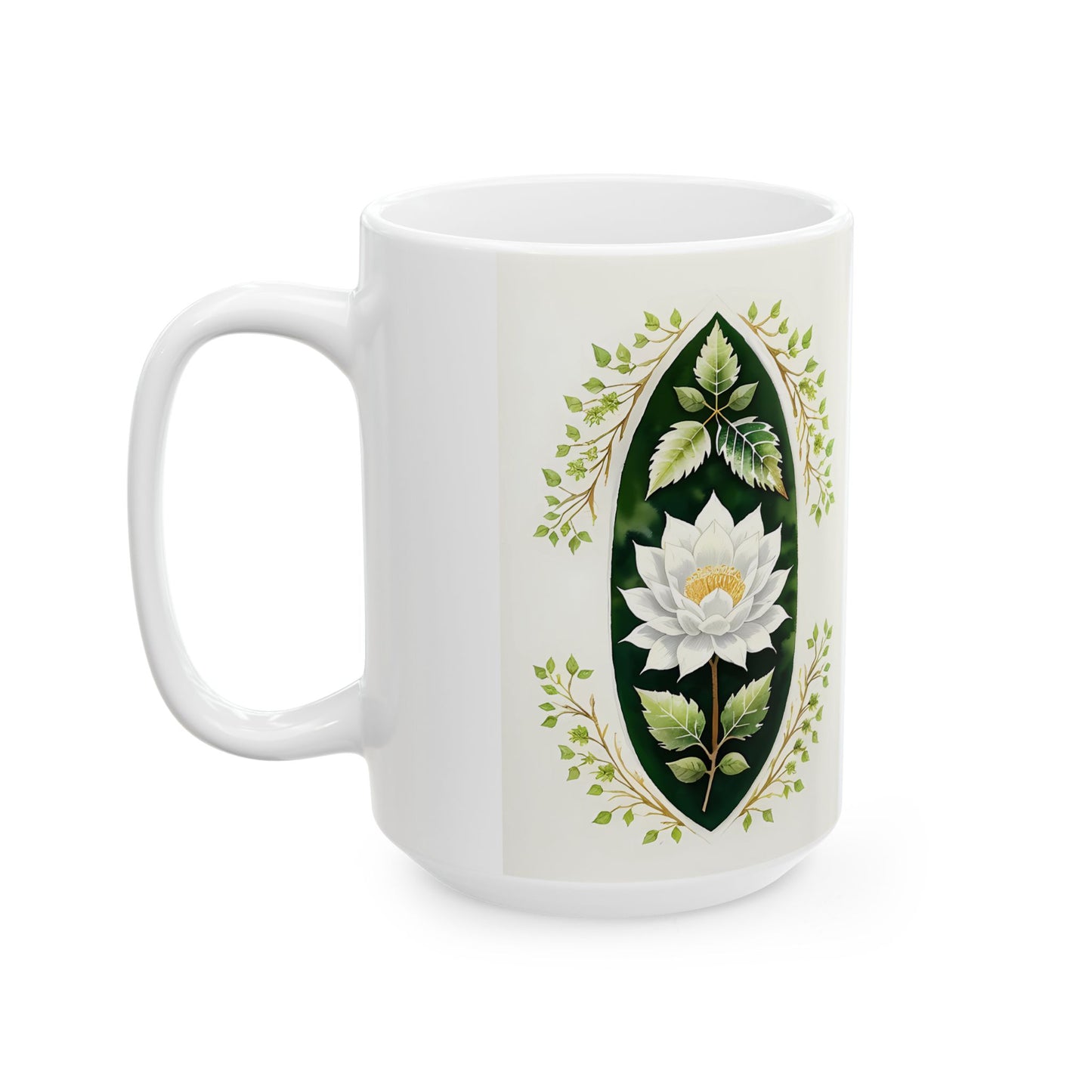 Elegant Floral Ceramic Mug - Perfect for Tea Lovers, Housewarming Gift, Mother's Day, Garden Party, Botanical Decor