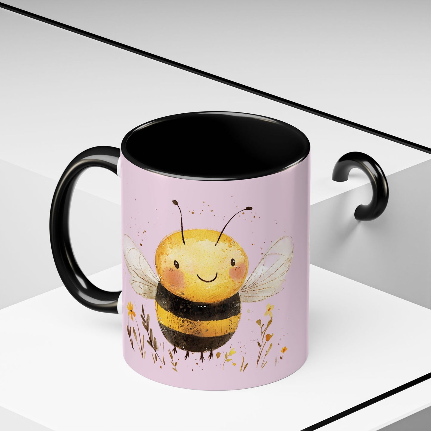 Cute Bee Accent Coffee Mug for Nature Lovers, Fun Bee Design, Gift for Friends, Bee Themed Kitchenware, Bee Lover's Mug