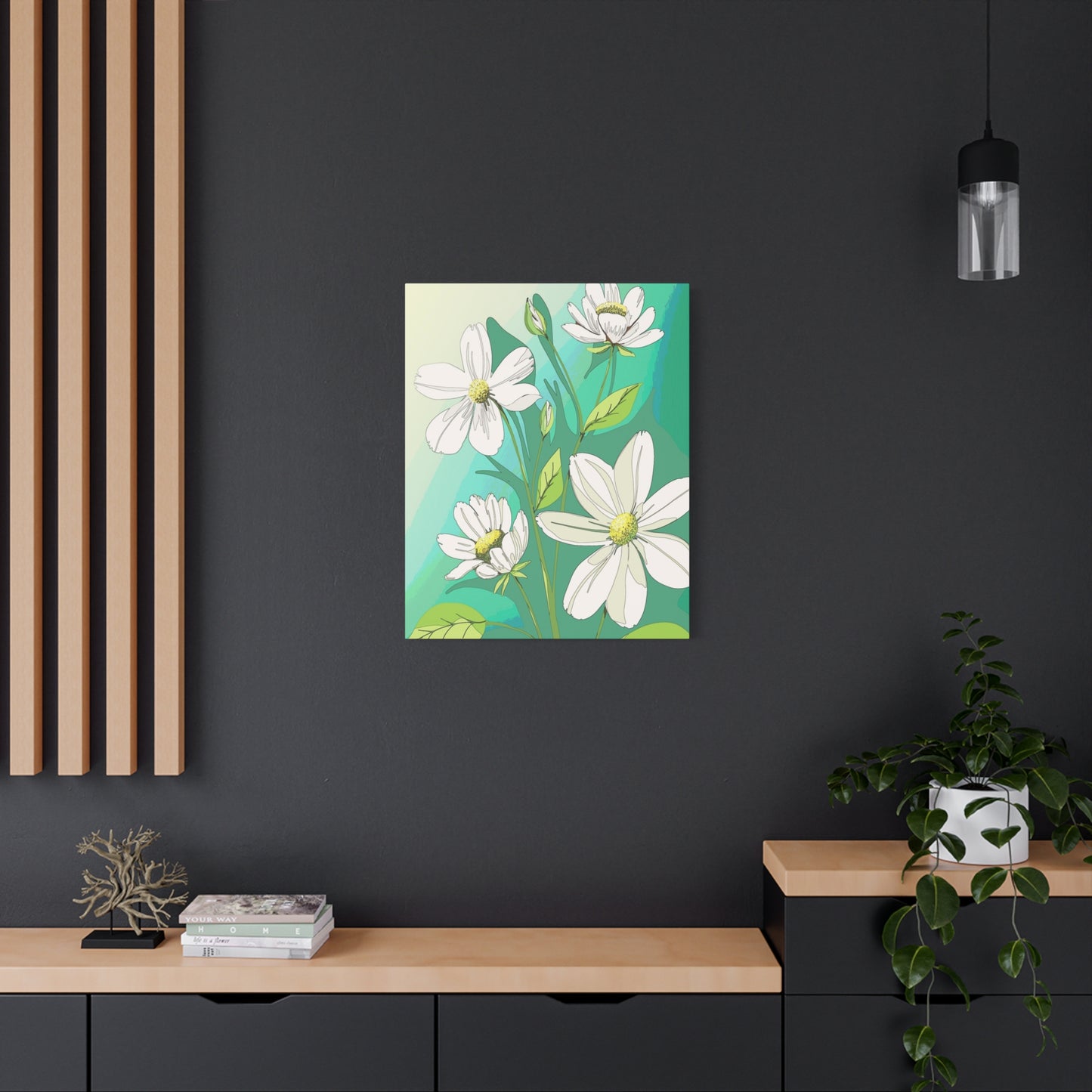 Matte Canvas, Stretched, 1.25" White Flowers