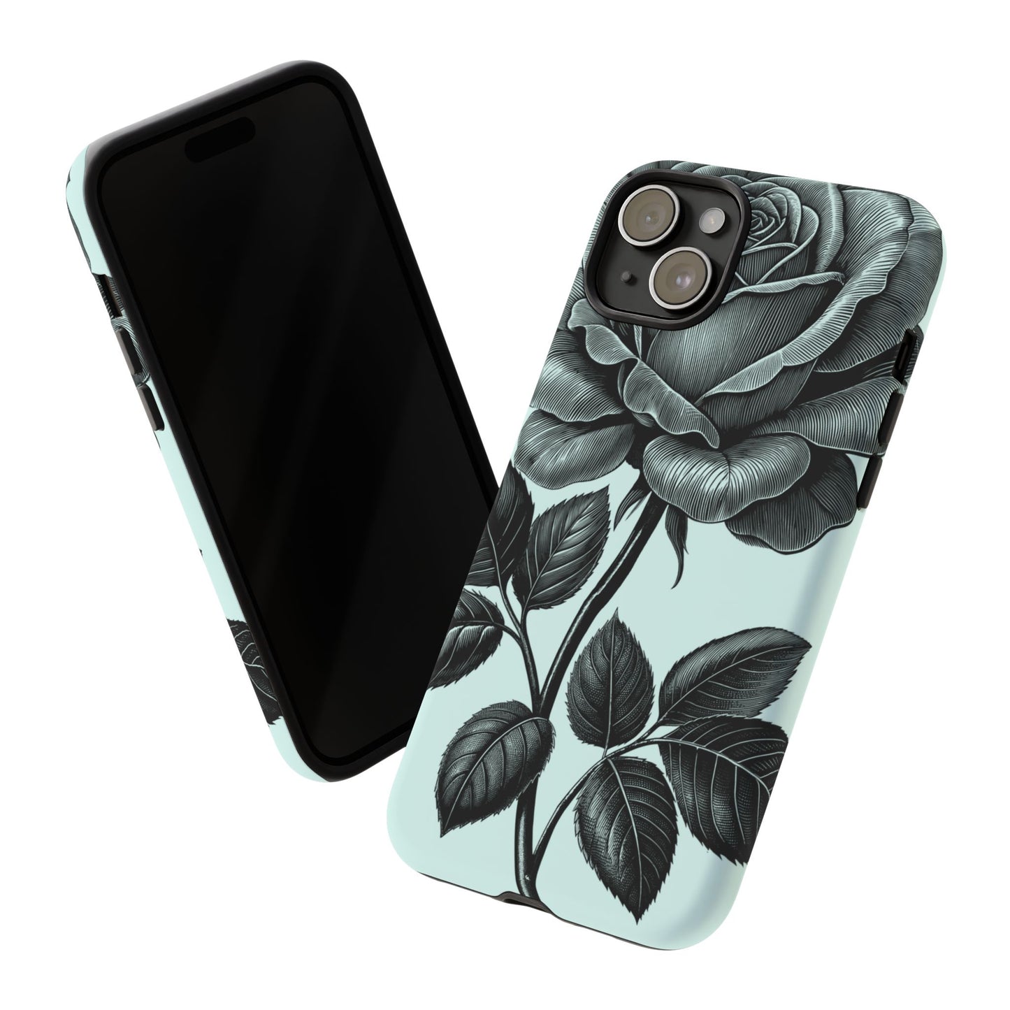 Elegant Floral Phone Case, Tough Cases for iPhones, Black Rose Design, Gift for Her, Stylish Phone Cover, Birthday Gifts