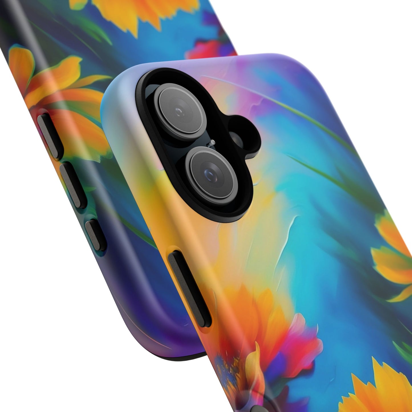 Floral Sunset Tough Phone Case — Vibrant Watercolor Flowers Protective Cover