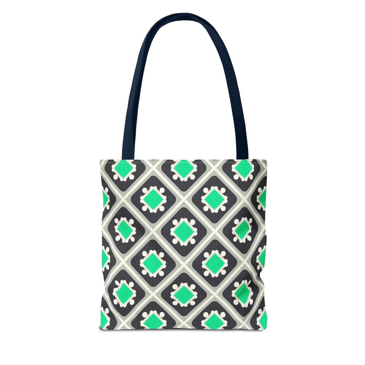 Geometric Mint Tile Tote Bag — Patterned All-Over-Print Shopper