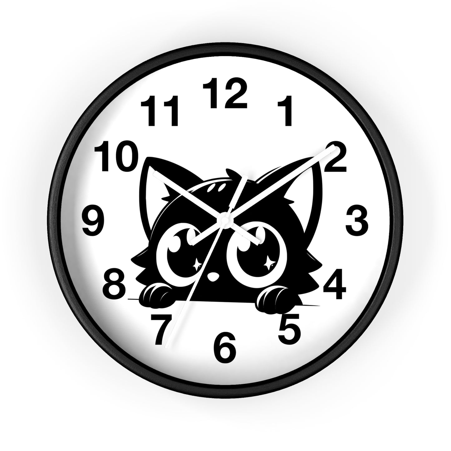 Cute Cat Wall Clock, Adorable Timepiece for Cat Lovers, Black Cat Decor for Home, Kawaii Wall Art, Gift for Cat Enthusiasts