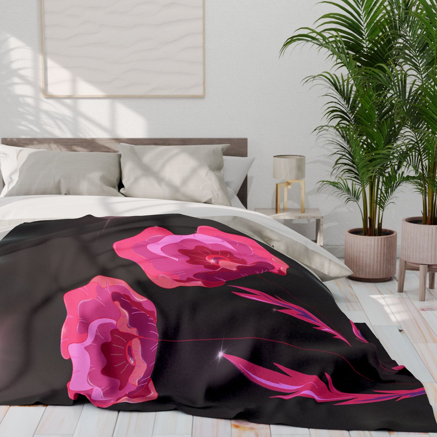 Vibrant Floral Arctic Fleece Blanket - Cozy Gift, Home Decor, Valentine's Day, Beach Blanket, Throw