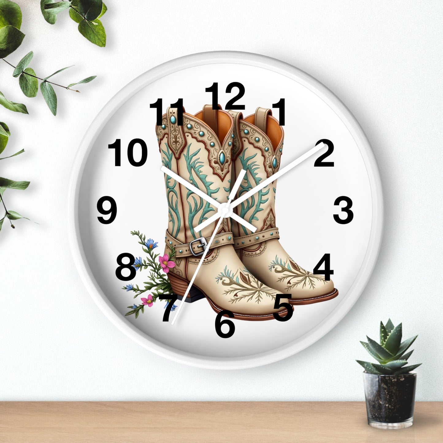 Cowboy Boots Wall Clock, Rustic Home Decor, Farmhouse Style, Country Kitchen Clock, Gift for Cowgirl, Western Decor