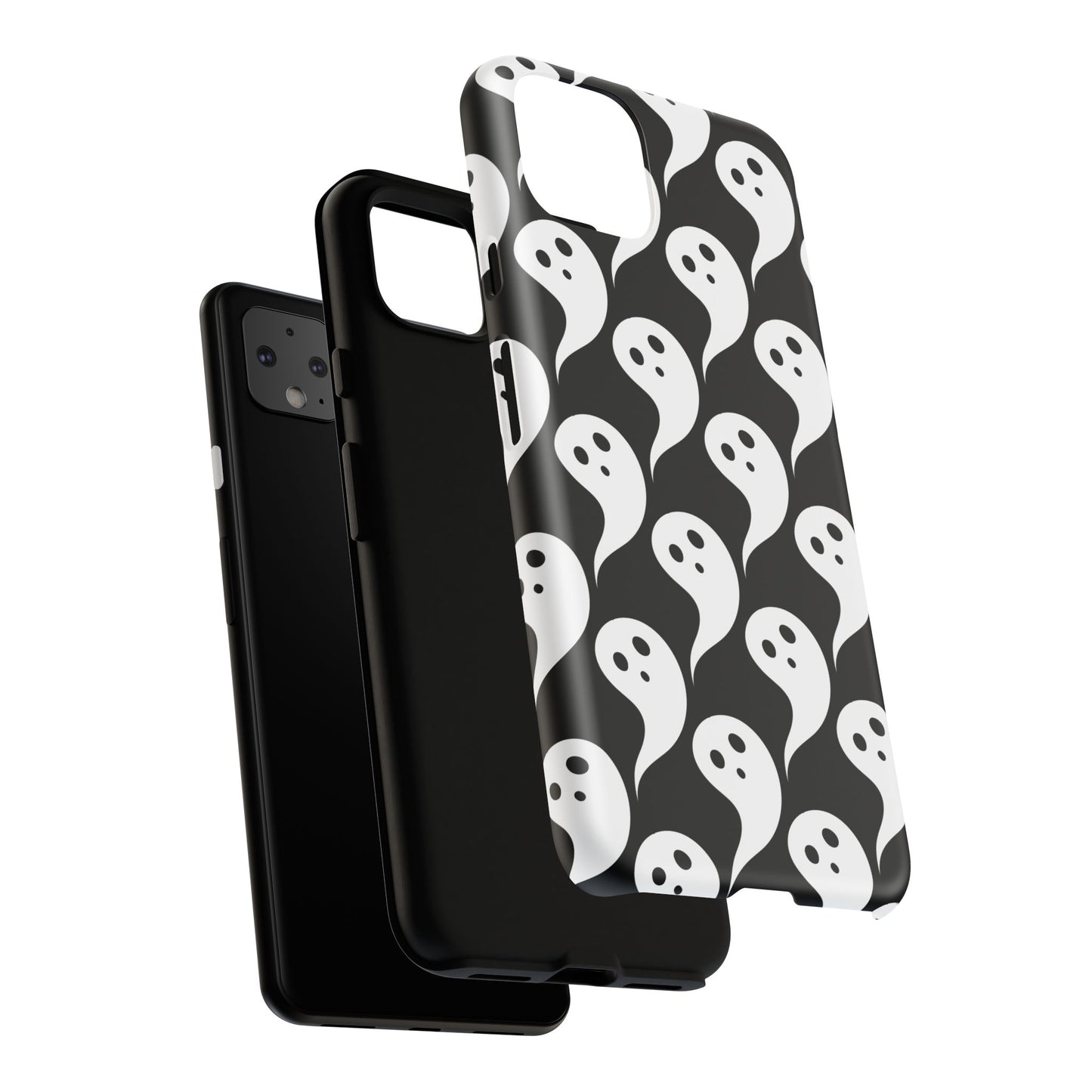 Ghost Pattern Phone Case, Cute Ghost Cell Phone Cover, Halloween Accessory, Spooky Gift, Black and White Phone Case