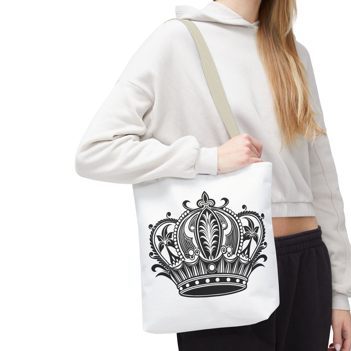 Crown Design Tote Bag, Royal Style Shopping Tote, Chic Grocery Bag, Gift for Her, Fashionable Accessories