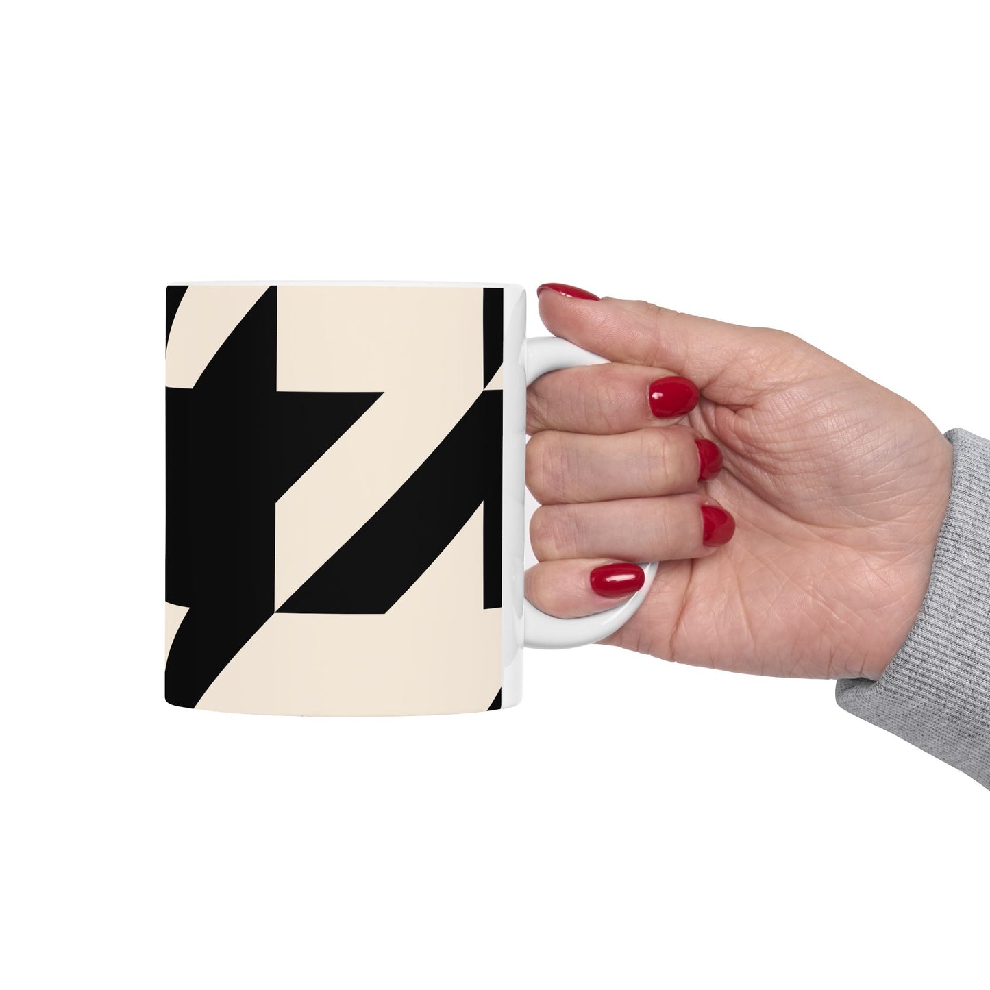 Modern Geometric Ceramic Mug, Stylish Coffee Cup, Gift for Her, Office Decor, Unique Kitchenware, Contemporary Design