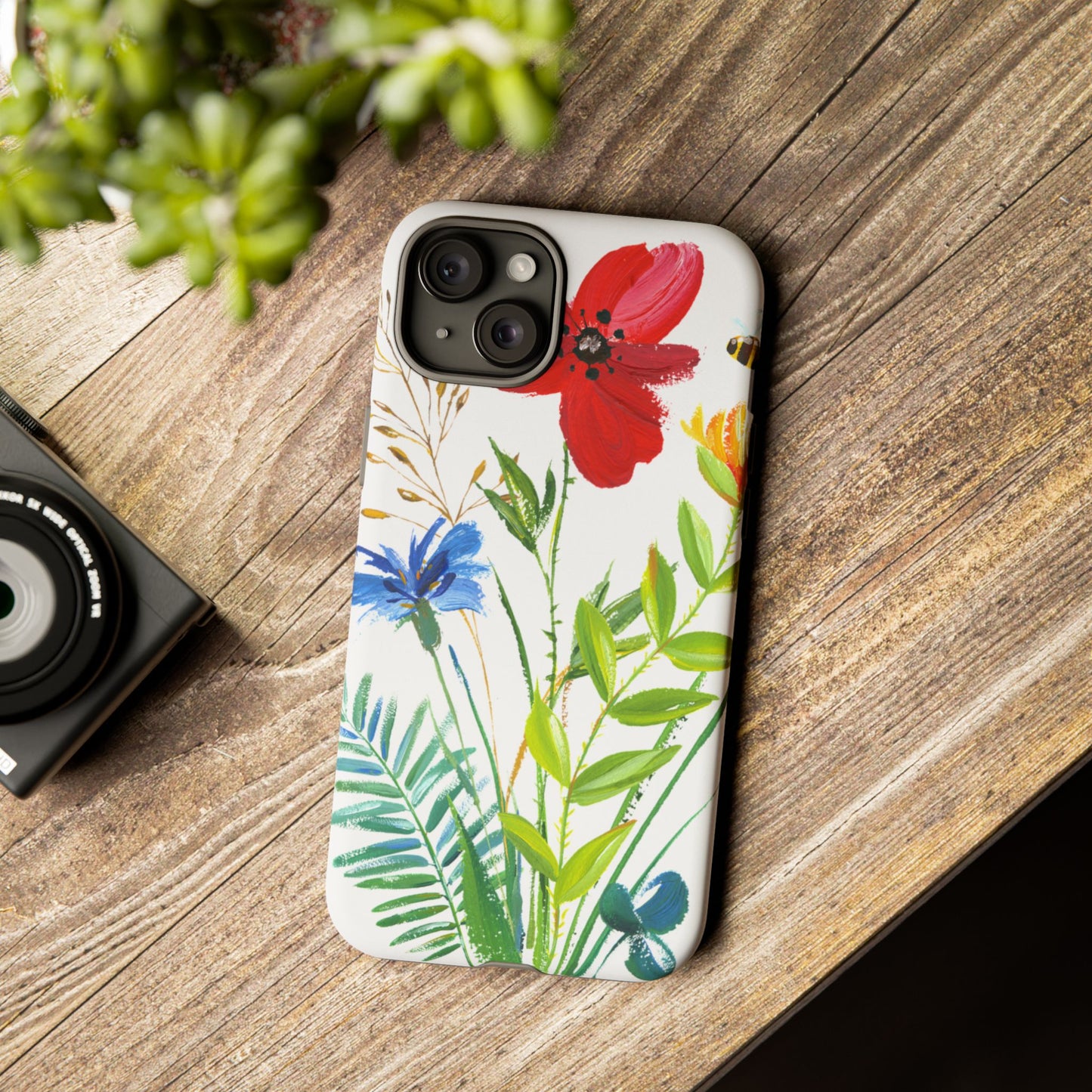 Floral Watercolor Tough Phone Case — Wildflower Bouquet Protective Cover