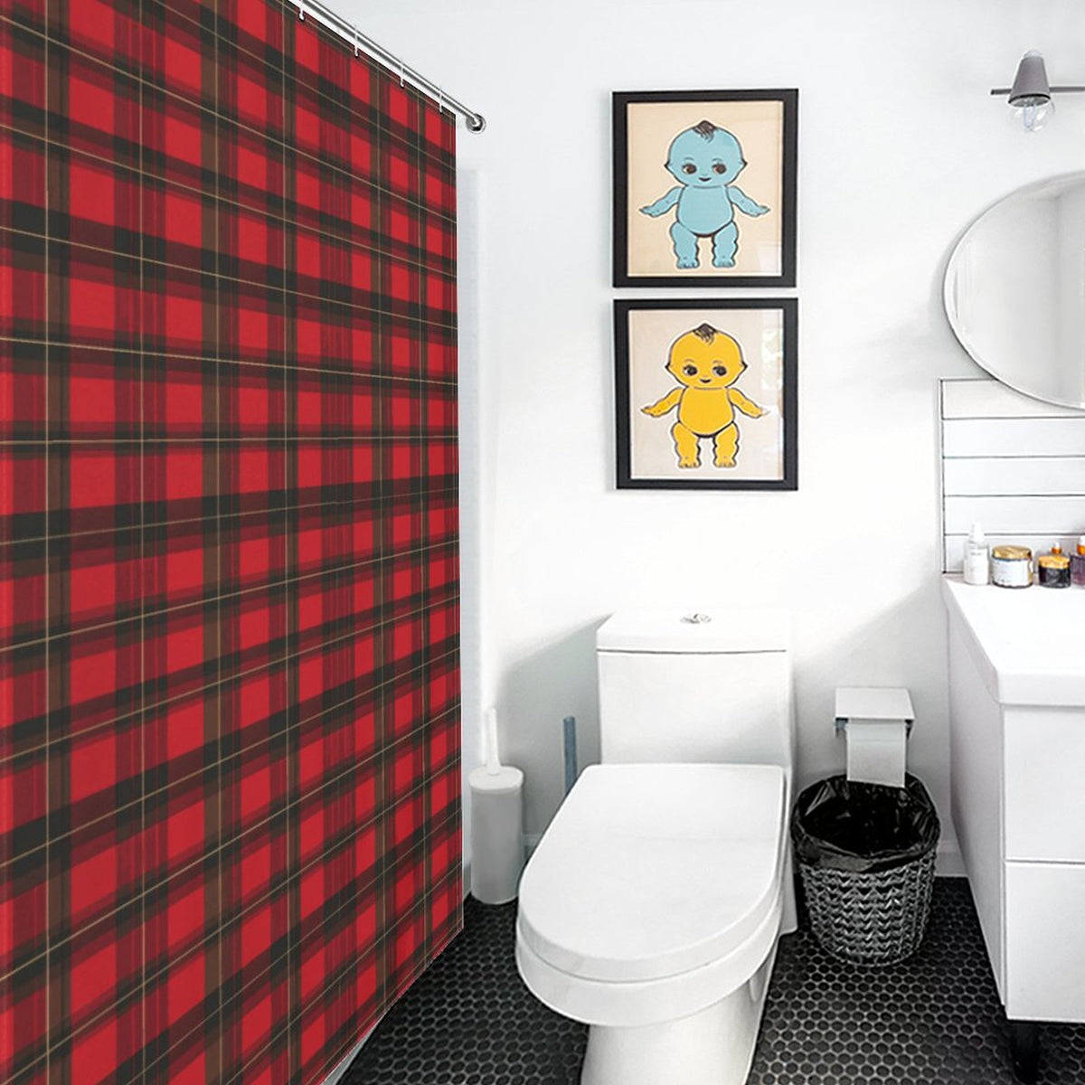 Red Plaid Shower Curtain