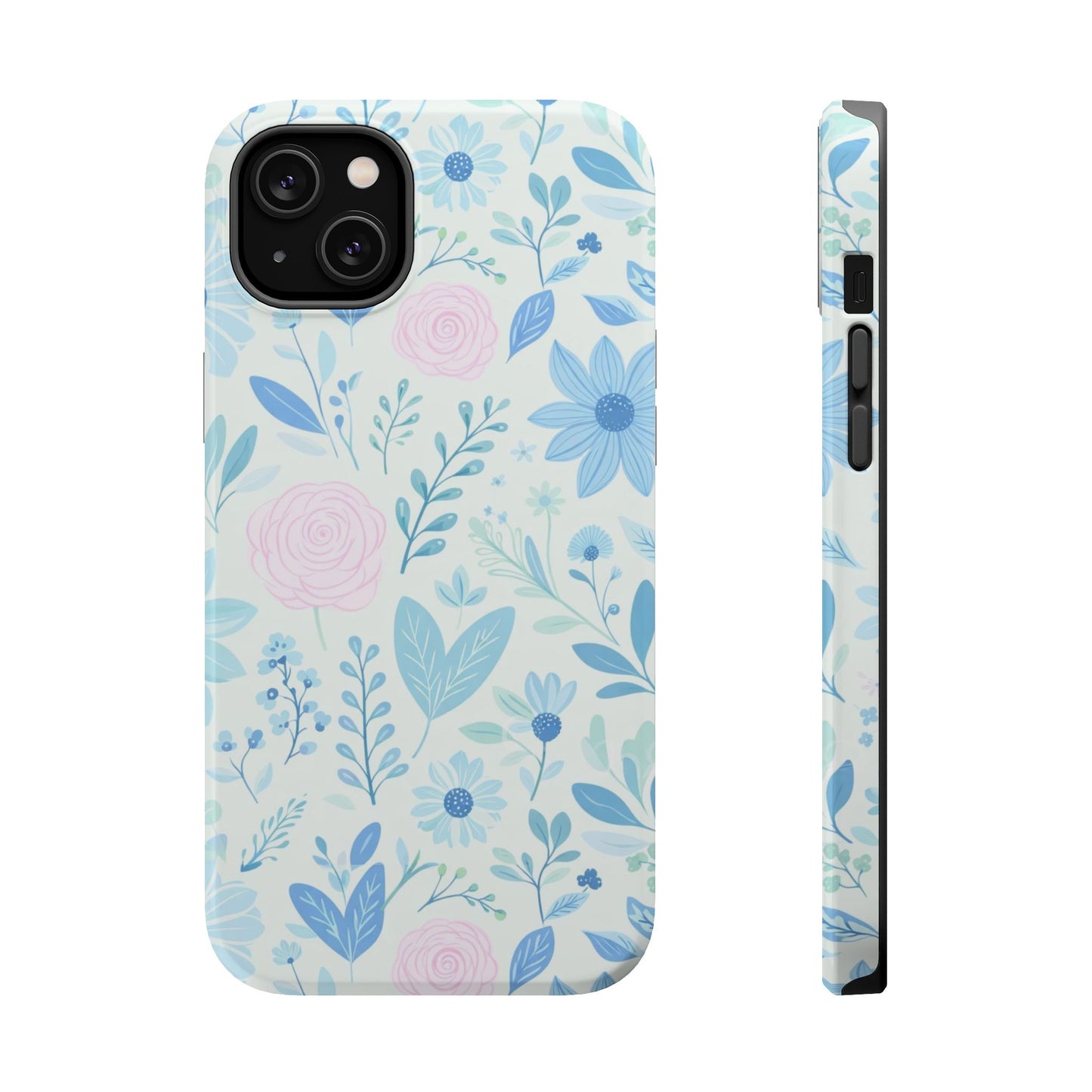 Floral Pastel Magnetic Impact Phone Case — Blue & Pink Botanical Design