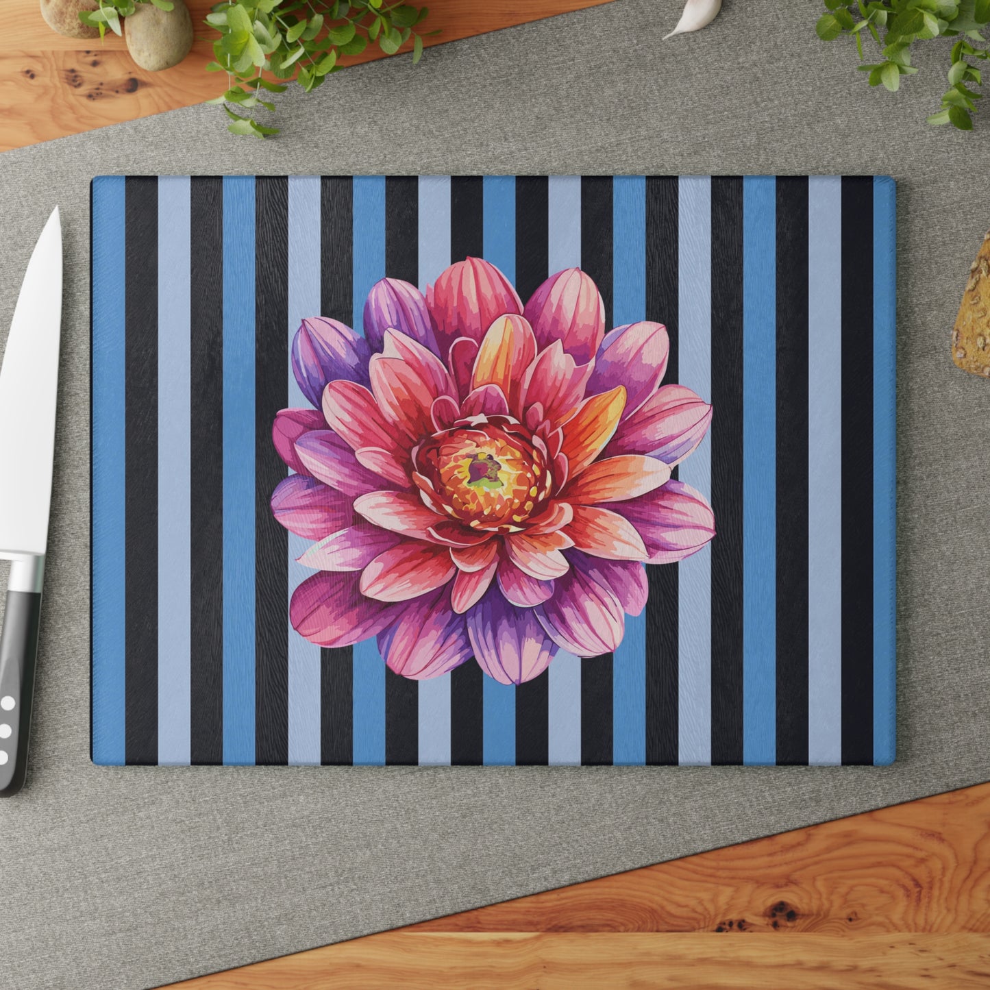 Vibrant Floral Glass Cutting Board, Kitchen Decor, Cooking Gift, Home & Garden, Unique Housewarming Gift