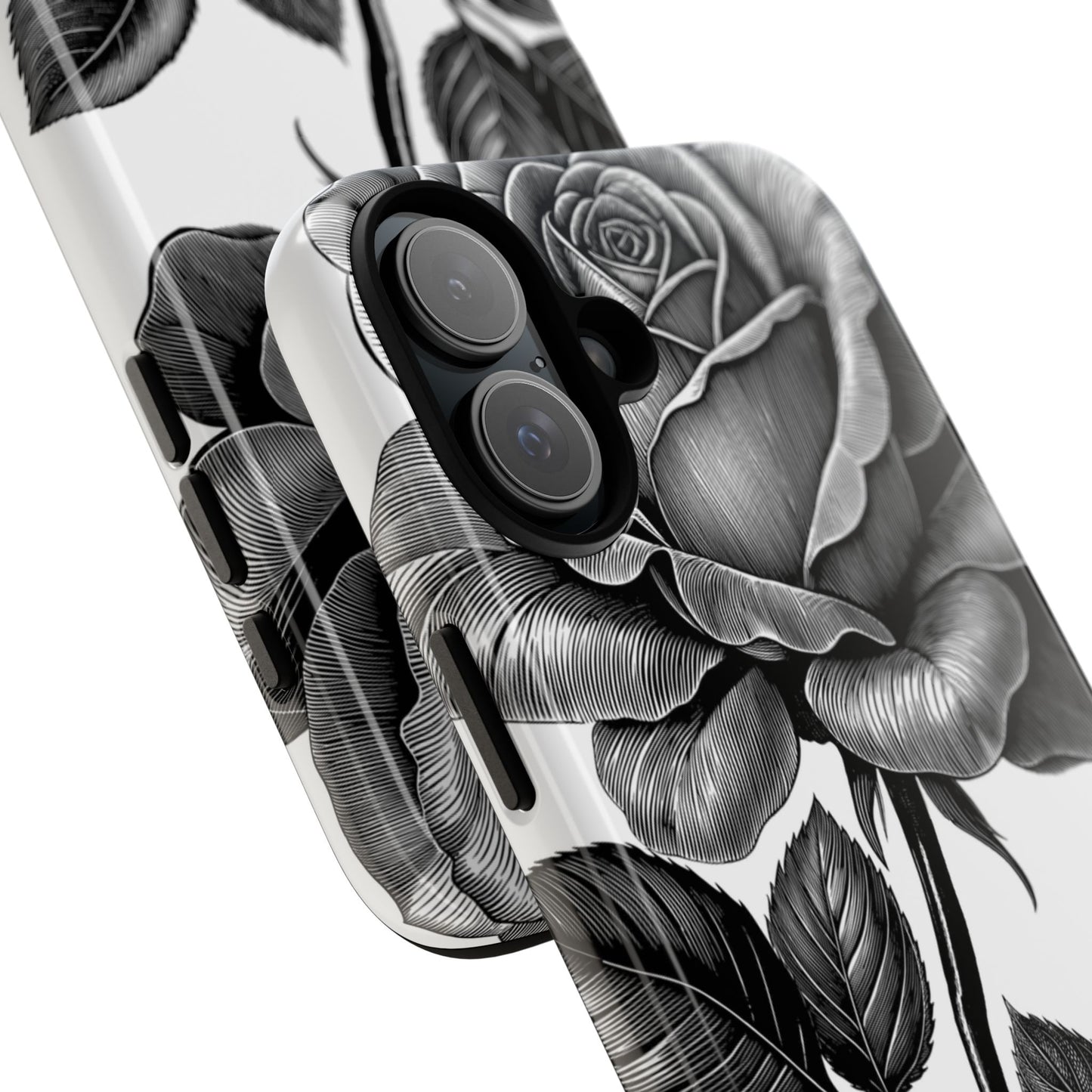 Elegant Floral Phone Case - Tough Cases, Black Rose Design, Floral Phone Cover, Stylish Phone Accessory, Gift for Her, Mother's Day