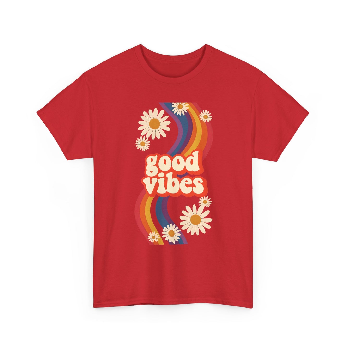 Good Vibes Unisex Heavy Cotton Tee, Retro Graphic T-Shirt, Feel Good Apparel, Summer Outfit, Casual Gift for Friends