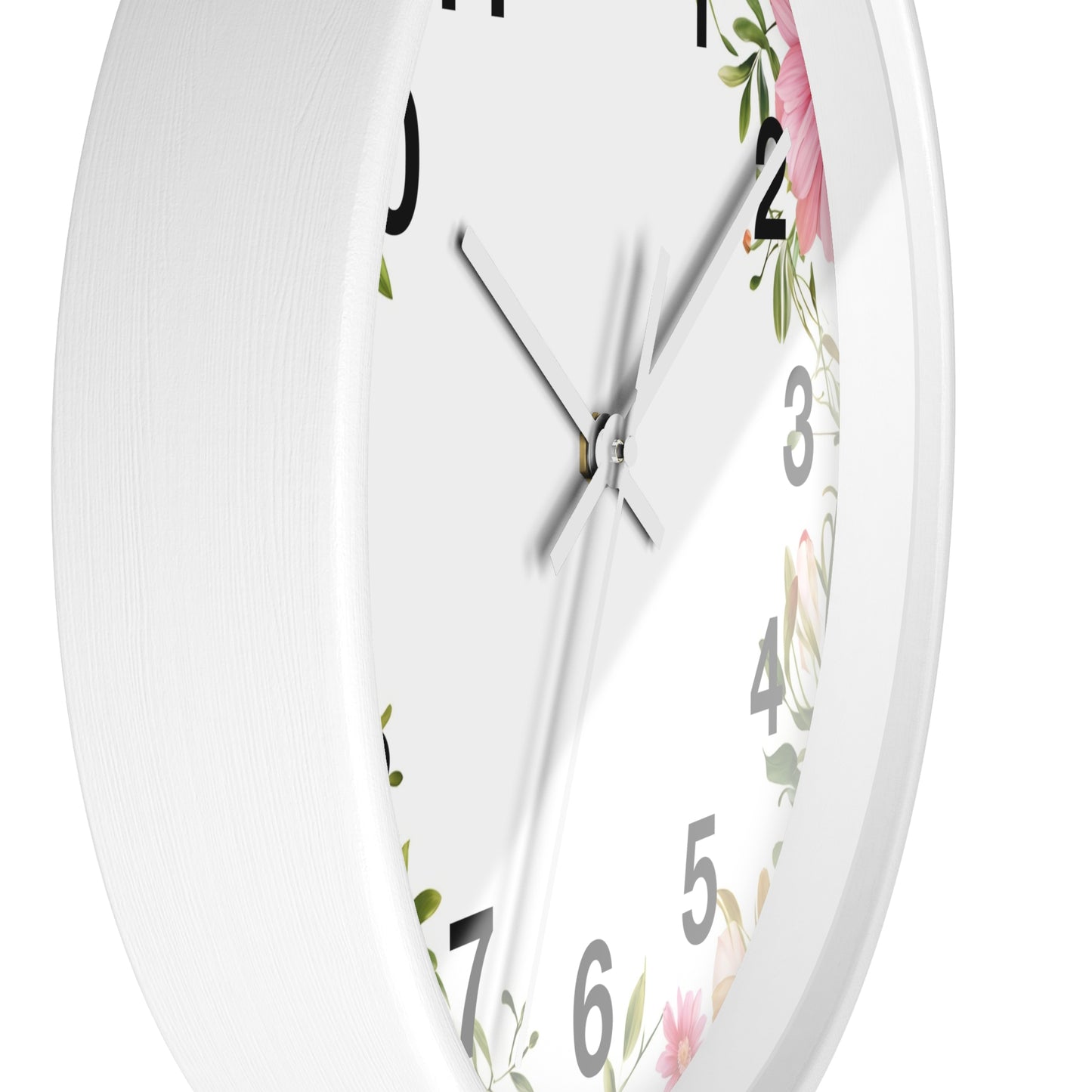 Floral Wreath Wall Clock — Pink Garden Decorative Timepiece