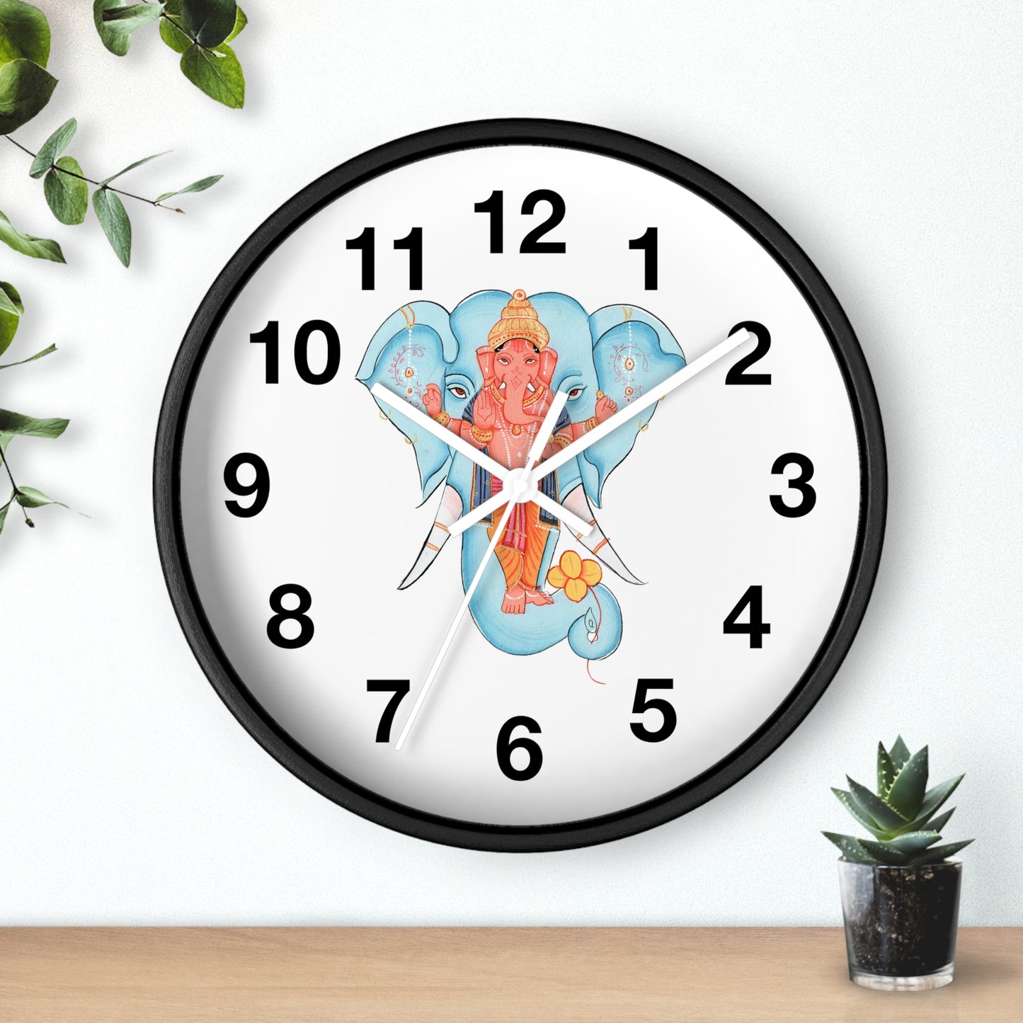 Ganesha Wall Clock, Hindu Home Decor, Spiritual Gift, Boho Wall Art, Timeless Decoration, Unique Timepiece