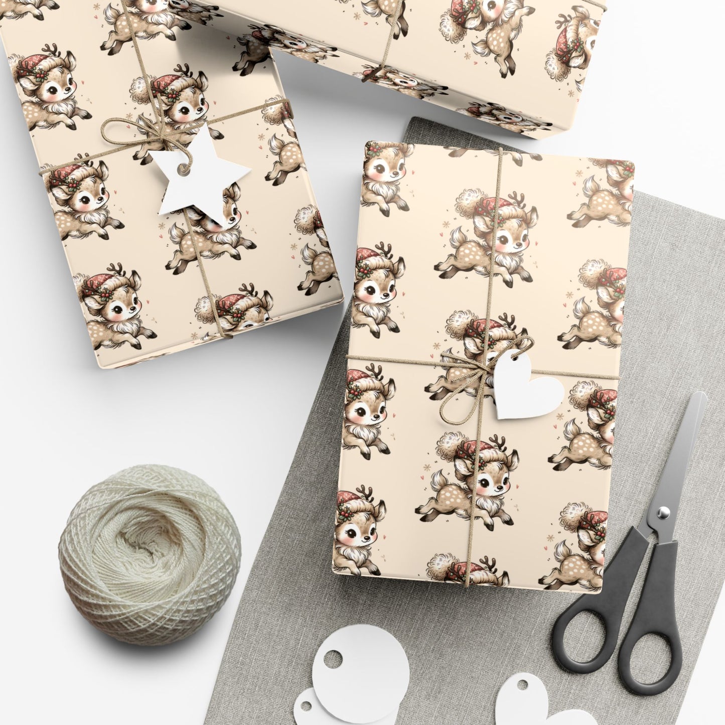 Gift Wrap Paper — Cute Retro Teddy Bear Pattern (Neutral Beige)