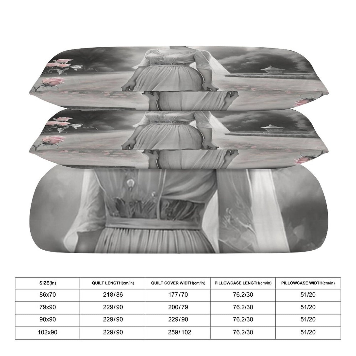 3-Piece Bedding Set-90"x90"/ 229x229cm (Dual-sided Printing)