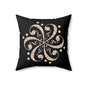 Decorative Throw Pillow with Floral Design, Home Decor, Cozy Living Room Accent, Gift Idea, Black and Cream Cushion