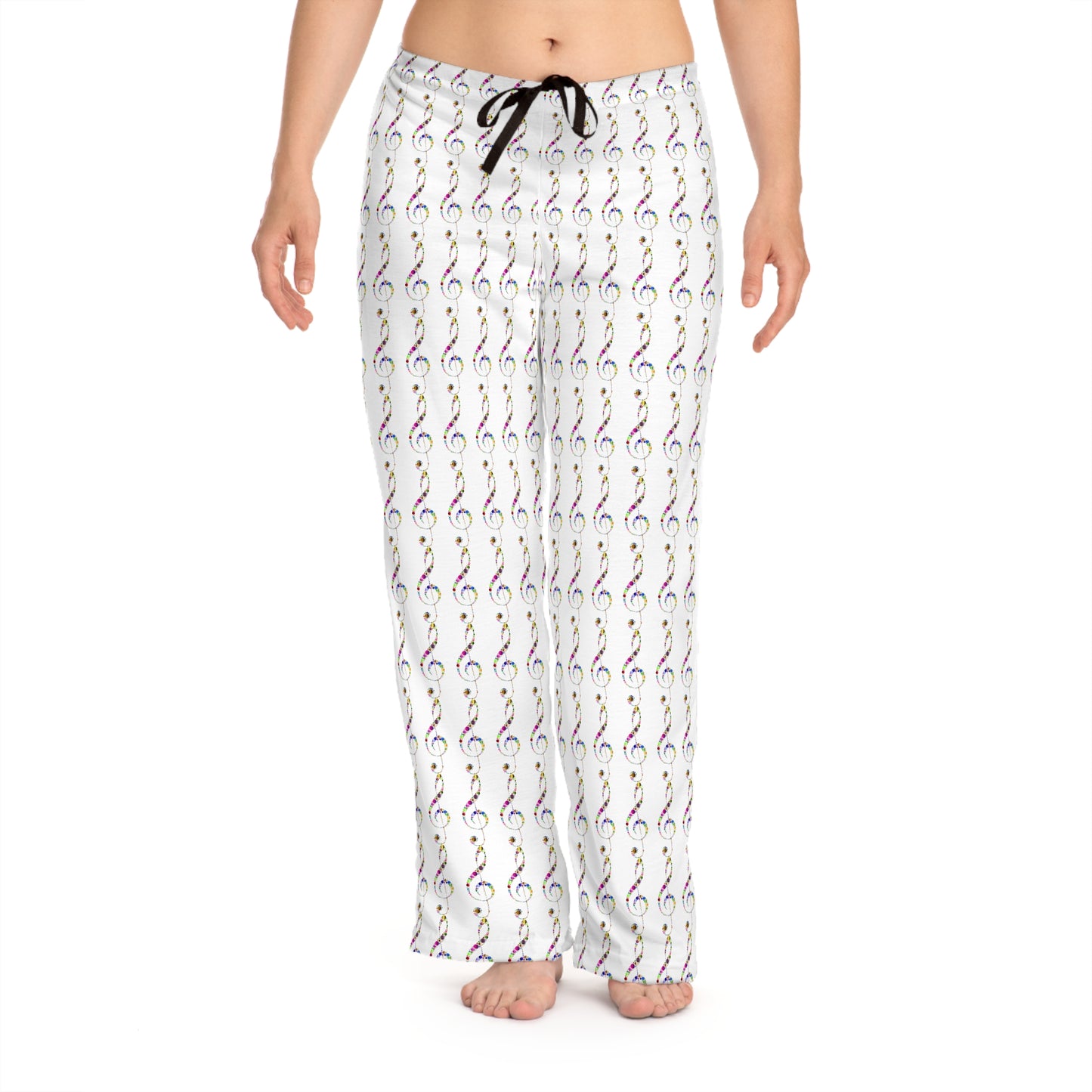 Colorful Musical Note Women's Pajama Pants, Relaxation Lounge Wear