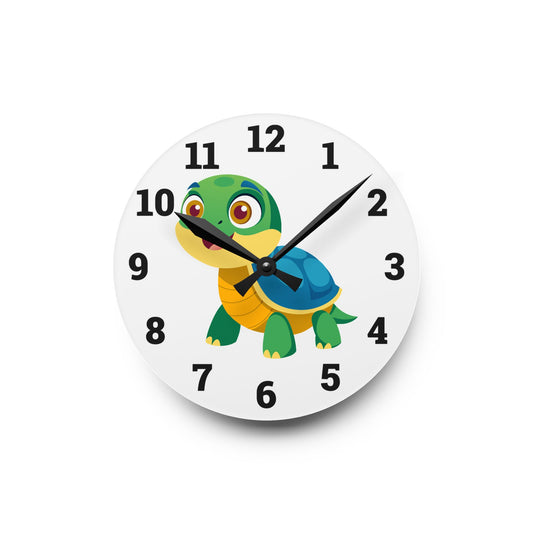 Cute Turtle Acrylic Wall Clock, Kids Room Decor, Playful Timepiece, Children's