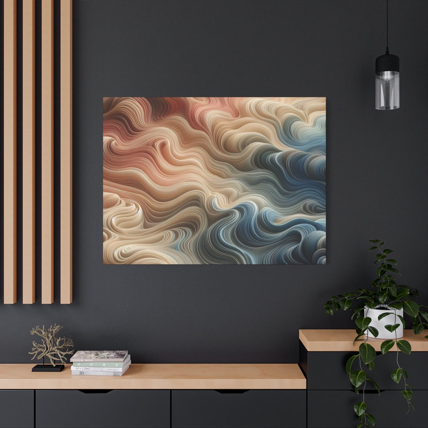 Abstract Swirl Matte Canvas Wall Art — Fluid Earth Tones, Stretched 1.25"
