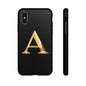 Custom Phone Case with Gold Letter A, Monogrammed Gift, Tough Protective Case, Personalized Phone Accessory, Unique Phone Cover