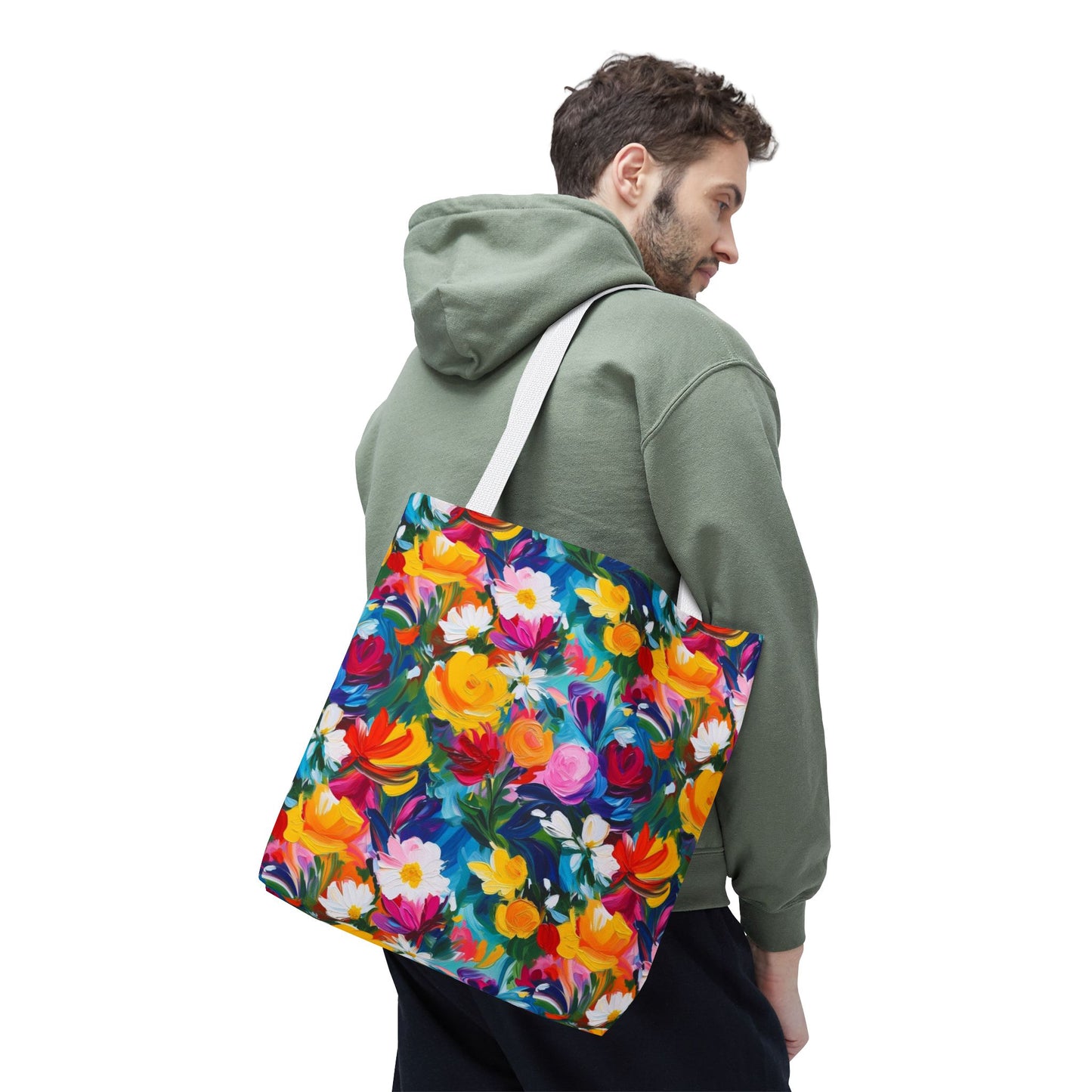 Colorful Floral Tote Bag — Vibrant All-Over Print Shopper