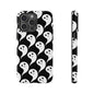 Ghost Pattern Phone Case, Cute Ghost Cell Phone Cover, Halloween Accessory, Spooky Gift, Black and White Phone Case