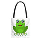 Cute Frog Tote Bag, Eco-Friendly Shopping Bag, Fun Gift for Kids, Frog Lovers, Bag for Nature Outings, Unique Frog Design