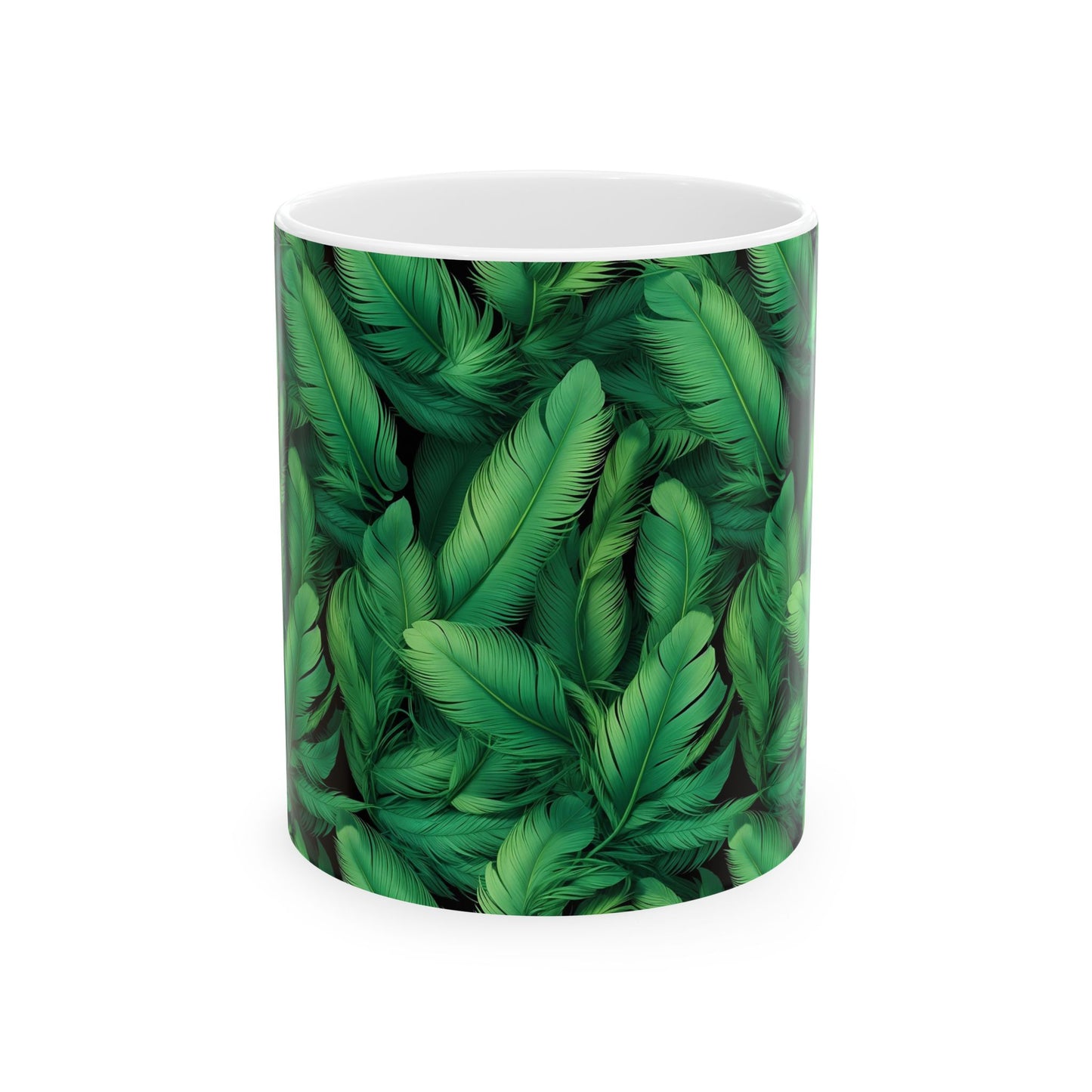 Green Leaves Ceramic Mug - Nature Lover Gift, Coffee Cup, Plant Decor, Eco-Friendly, Botanical Kitchenware