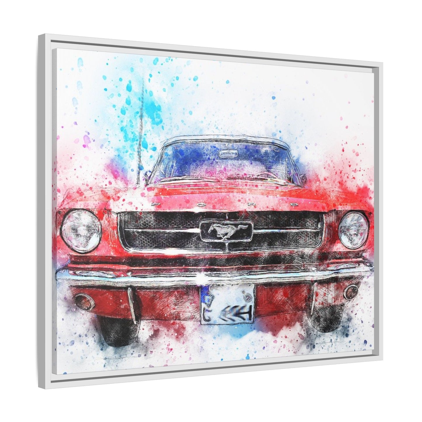 Matte Canvas, Framed Mustang Car