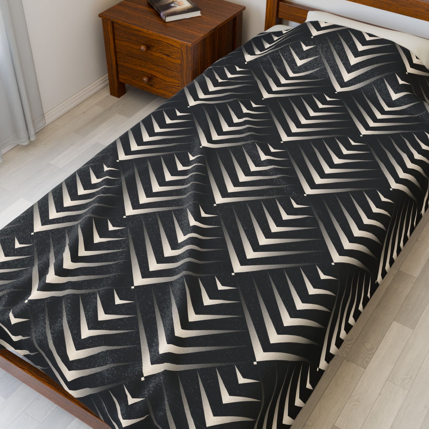 Stylish Velveteen Plush Blanket, Cozy Home Decor, Perfect Gift for Holidays, Soft Throw for Couch, Modern Geometric Design