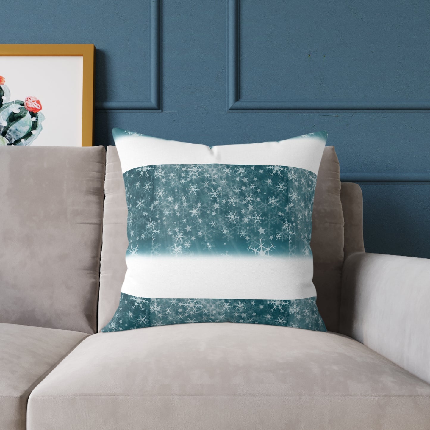 Starfield Stripe Square Pillow — Teal Sparkle Decorative Throw Pillow