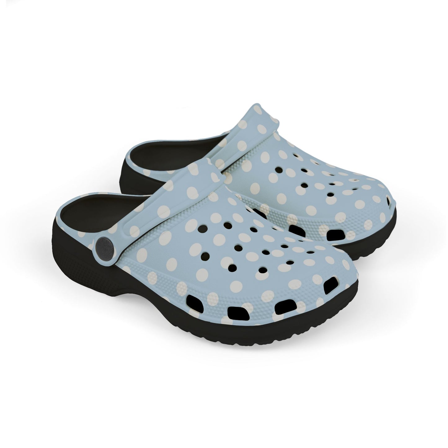 Kids Polka Dot EVA Foam Clogs — Light Blue Slip‑On Casual Shoes