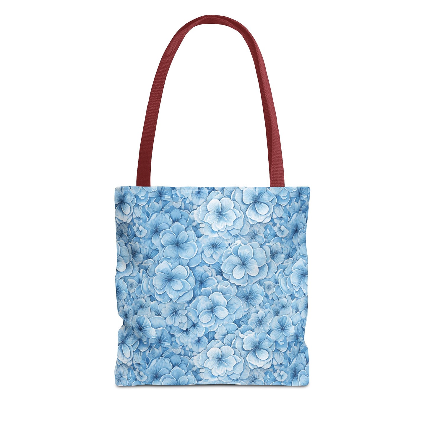 Blue Watercolor Floral Tote Bag — Reusable Flower Pattern Shopper
