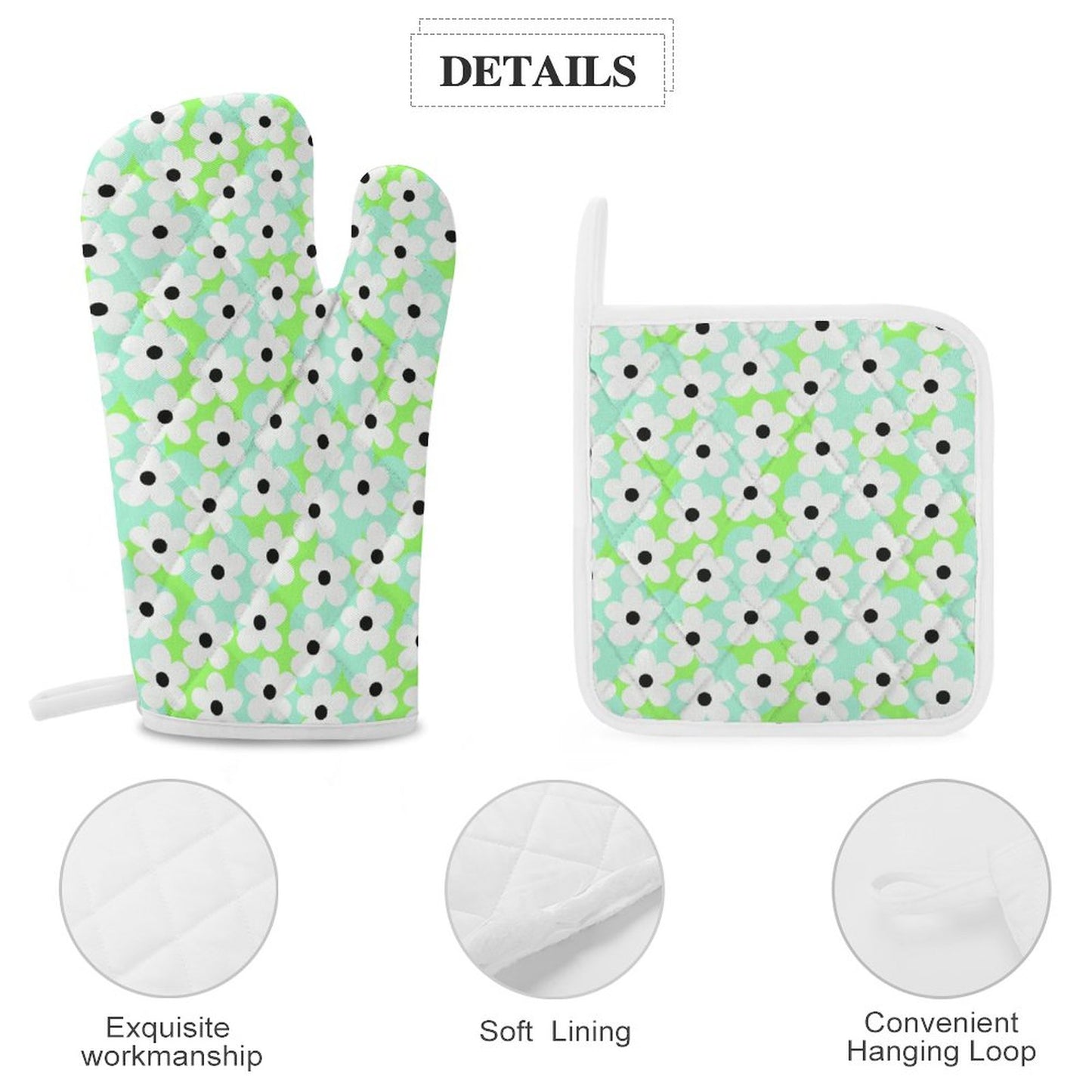 Oven Mitt & Pad Set of 3 - Daisy