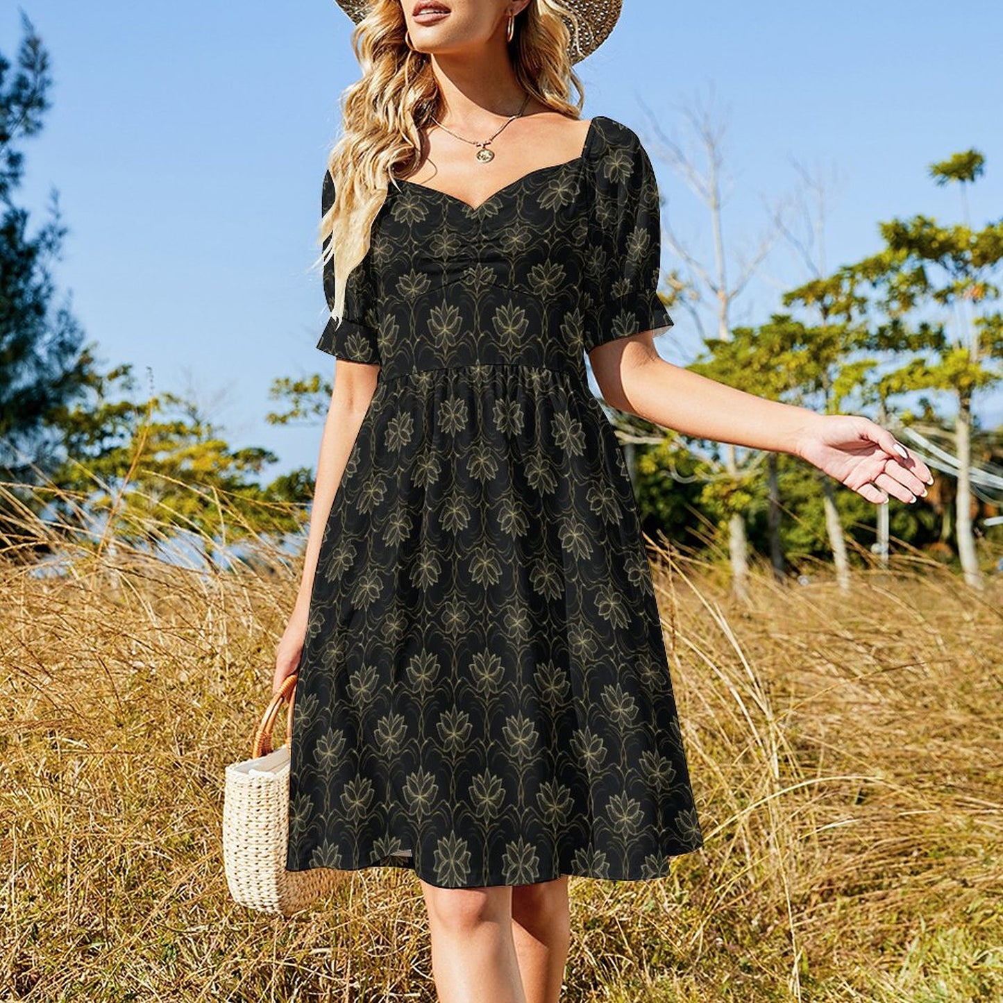 Short Sleeve V Neck Lovely Dress