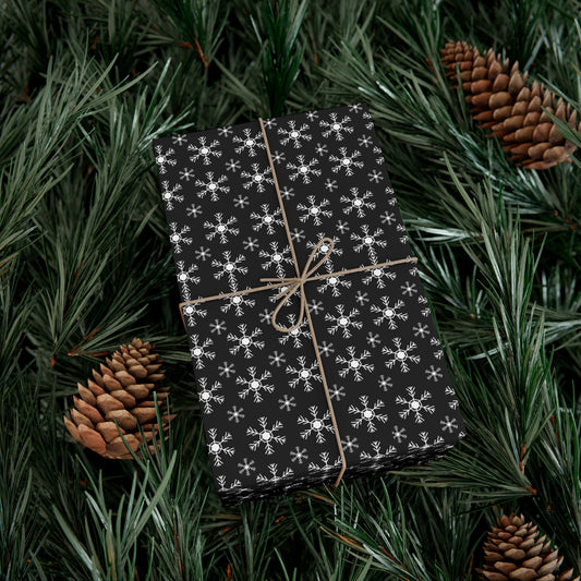 Elegant Snowflake Gift Wrap Papers, Holiday Gift Wrap, Christmas Wrapping Paper, Winter Party Supplies, Black and White Wrapping