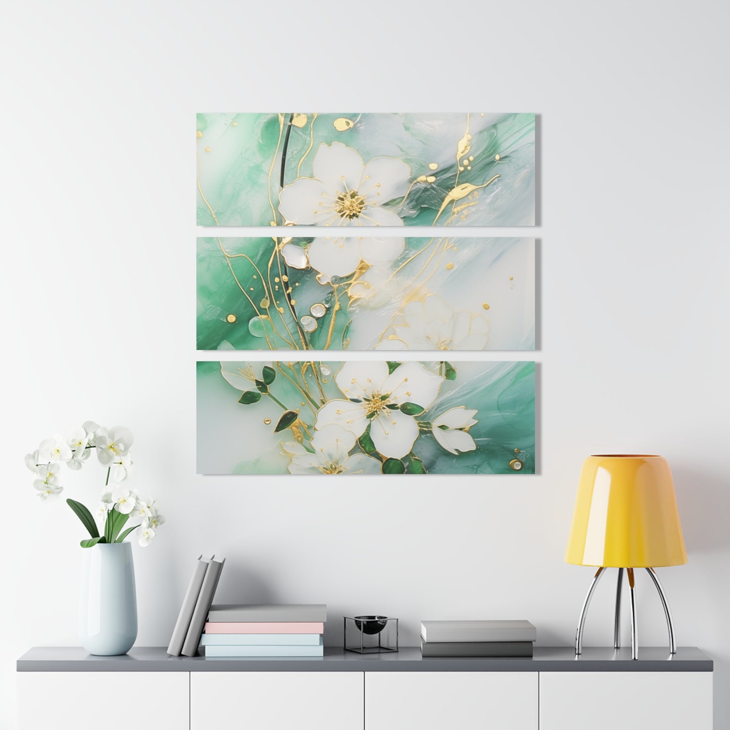 Elegant Floral Acrylic Print Triptych, Wall Art Décor, Home Office Artwork, Gifts for Her, Modern Living Room Accent