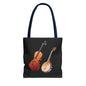 Musical Instruments Tote Bag, Music Lover Gift, Banjo and Cello Design, Stylish Grocery Tote, Concert Bag, Eco-Friendly Carryall
