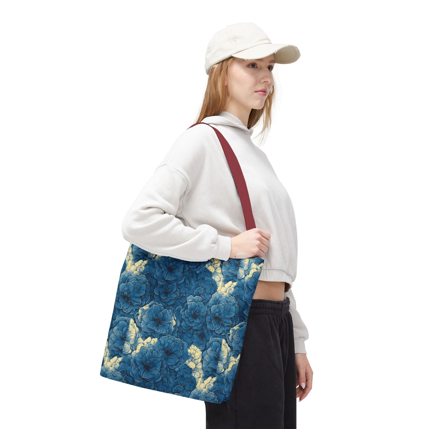 Floral Blue Peony Tote