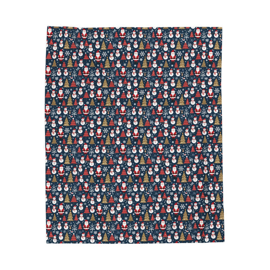 Christmas Gnome Velveteen Plush Blanket — Cozy Holiday Throw with Festive Gnome & Tree Pattern